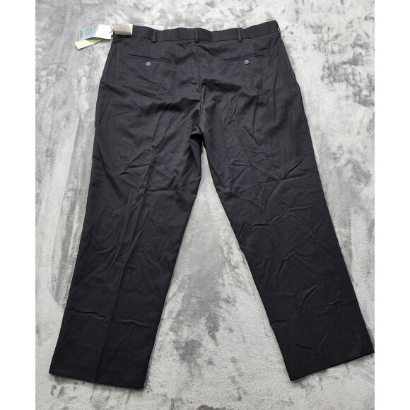 NEW Perry Ellis Portfolio Pants Mens 42/30 Black Sueded Microfiber Flat Front - Picture 2 of 14